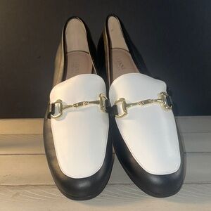 Alfani Black and White Loafers with Gold Accent